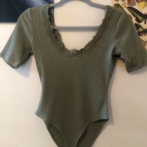 Sage Green Forever21 Lace Bodysuit